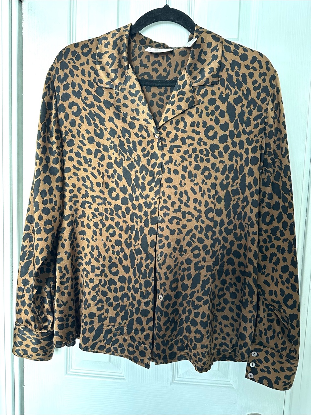 100% Silk Vintage Leopard Print Button-Up Blouse Lord & Taylor Women’s 14P RARE!